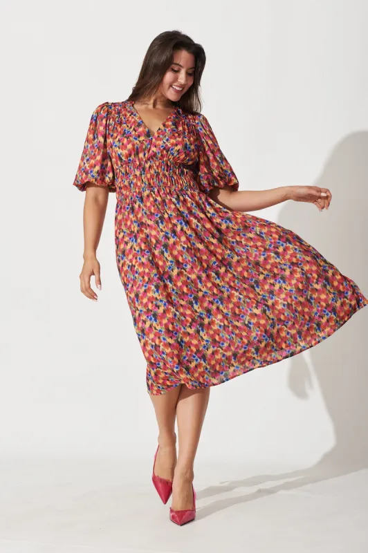 Octavia Midi Dress In Multi Print sold by St Frock