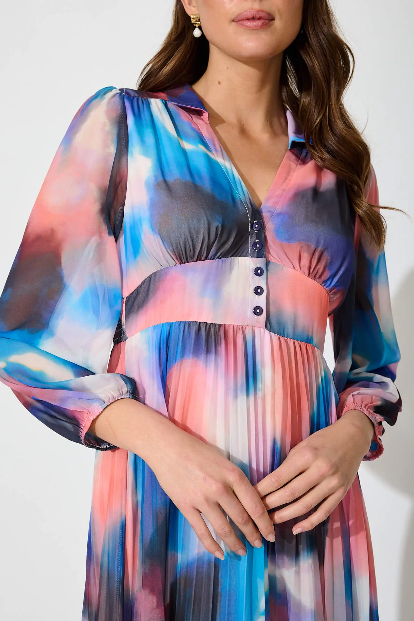 Camellia Midi Dress In Multi Watercolour Chiffon sold by St Frock product image thumbnail 5