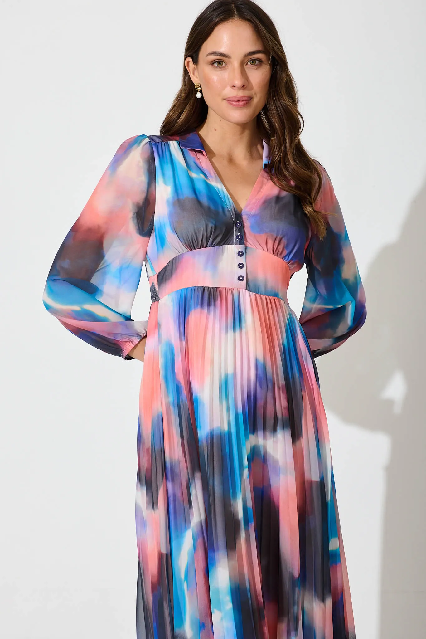 Camellia Midi Dress In Multi Watercolour Chiffon sold by St Frock product image thumbnail 2