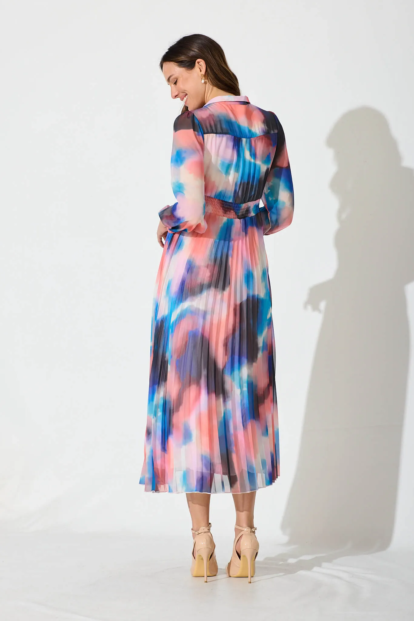 Camellia Midi Dress In Multi Watercolour Chiffon sold by St Frock product image thumbnail 4