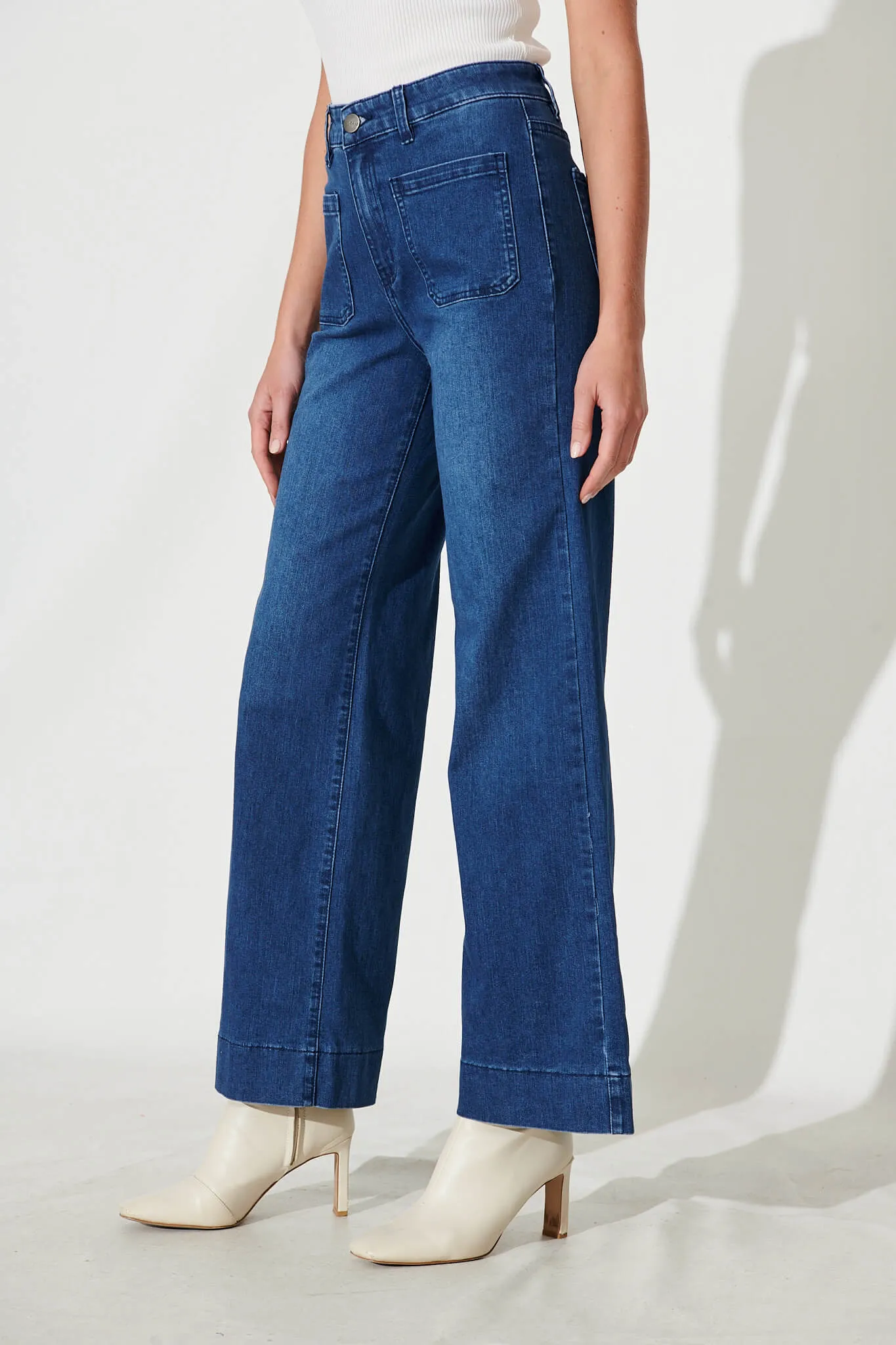 Juan High Rise Wide Leg Jean In Dark Blue Denim sold by St Frock product image thumbnail 2