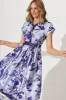 Jodie Midi Dress In Blue Floral Satin sold by St Frock