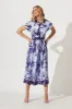 Jodie Midi Dress In Blue Floral Satin sold by St Frock