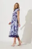Jodie Midi Dress In Blue Floral Satin sold by St Frock