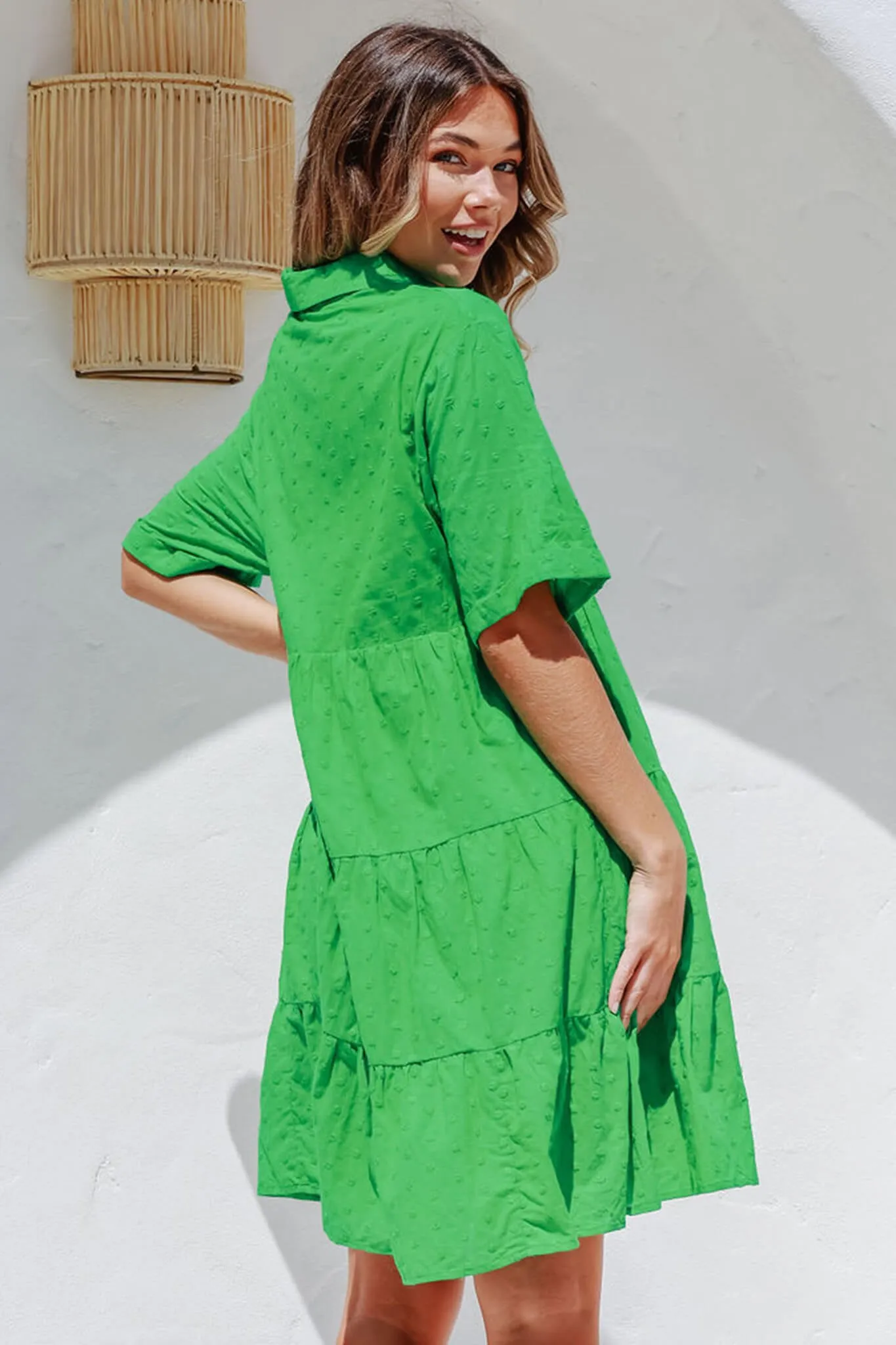 Pulse Shirt Dress In Green Swiss Dot sold by St Frock product image thumbnail 4