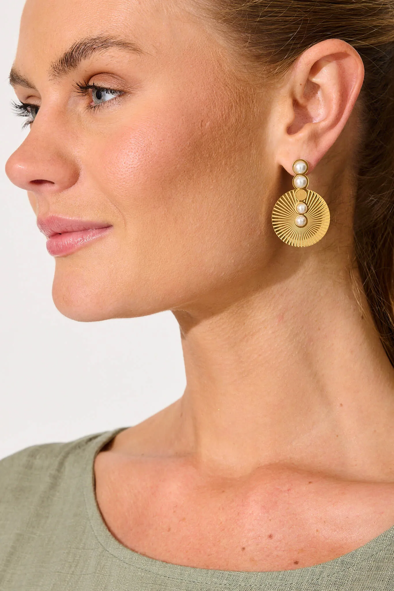 Sarai Drop Earrings In 18K Gold Plated sold by St Frock product image thumbnail 2
