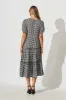 Zoya Midi Dress In Black With White Check Gingham sold by St Frock