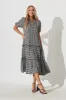 Zoya Midi Dress In Black With White Check Gingham sold by St Frock