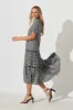 Zoya Midi Dress In Black With White Check Gingham sold by St Frock