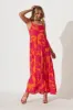 Matilda Maxi Sundress In Tangerine With Pink Print sold by St Frock