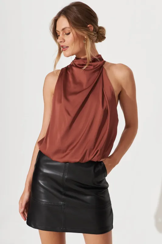Roxanne Top In Chocolate Satin sold by St Frock