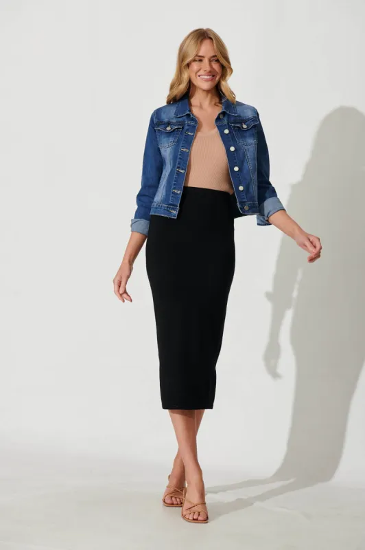 Leigh Midi Knit Skirt In Black sold by St Frock
