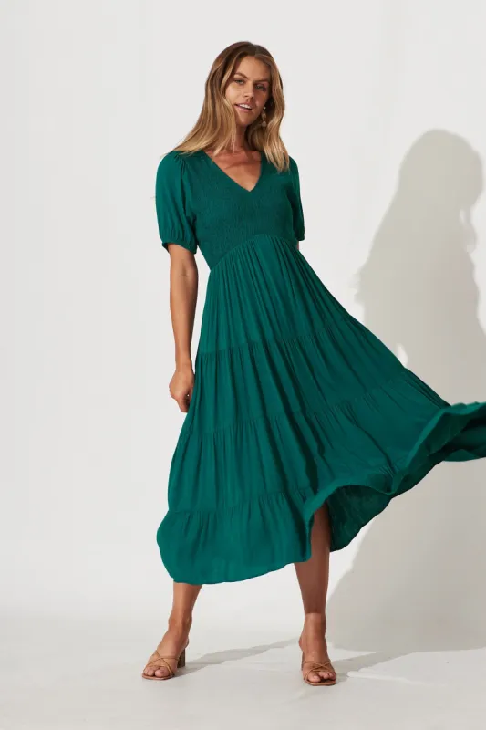 Kami Maxi Dress In Teal Bamboo Rayon sold by St Frock