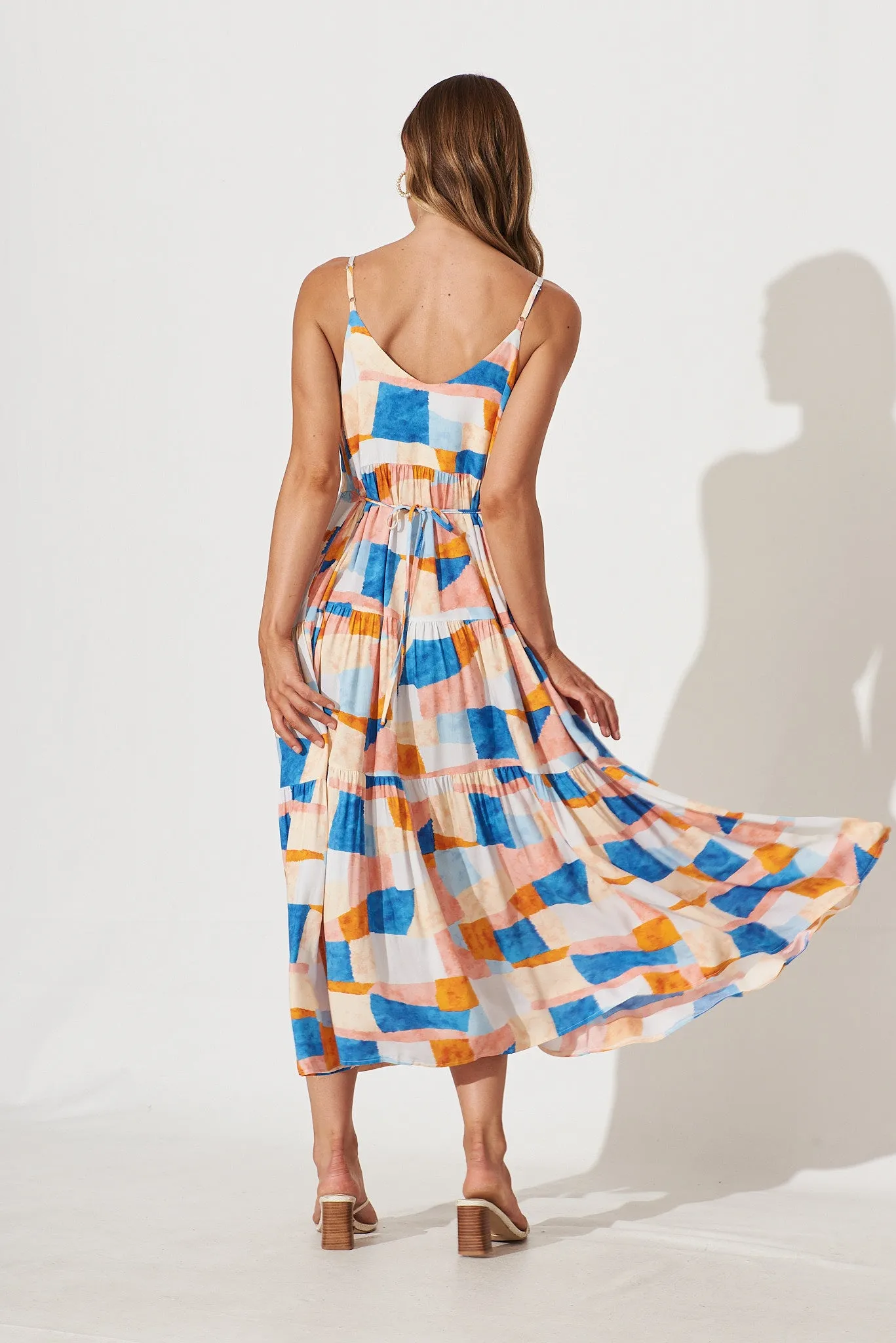Malinda Maxi Sundress In Abstract Squares Print sold by St Frock product image thumbnail 4