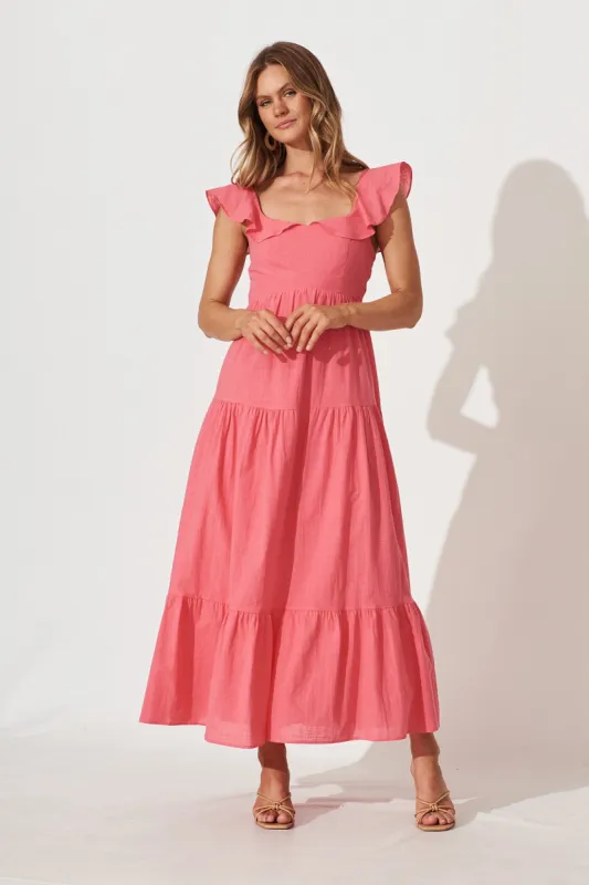 Chelsea Maxi Dress In Pink Cotton sold by St Frock