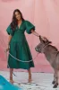 Amalie Midi Dress In Green Cotton sold by St Frock