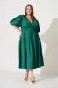Amalie Midi Dress In Green Cotton sold by St Frock