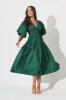 Amalie Midi Dress In Green Cotton sold by St Frock