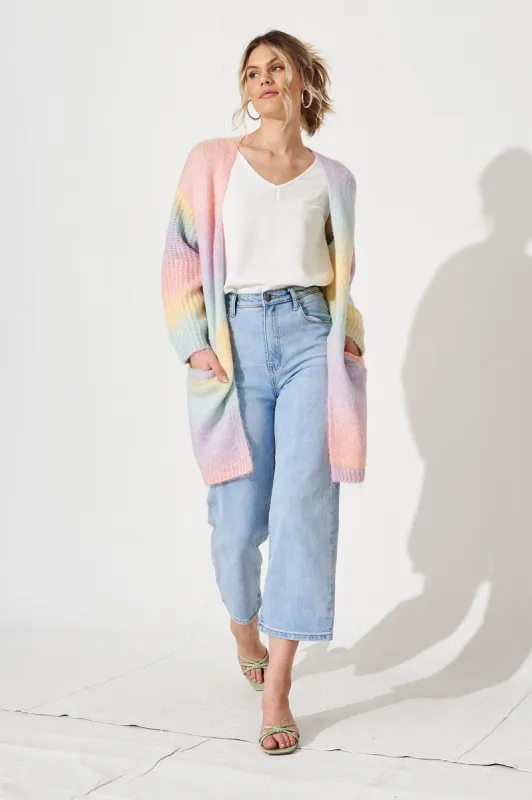 Cream Puff Knit Cardigan in Pastel Rainbow sold by St Frock