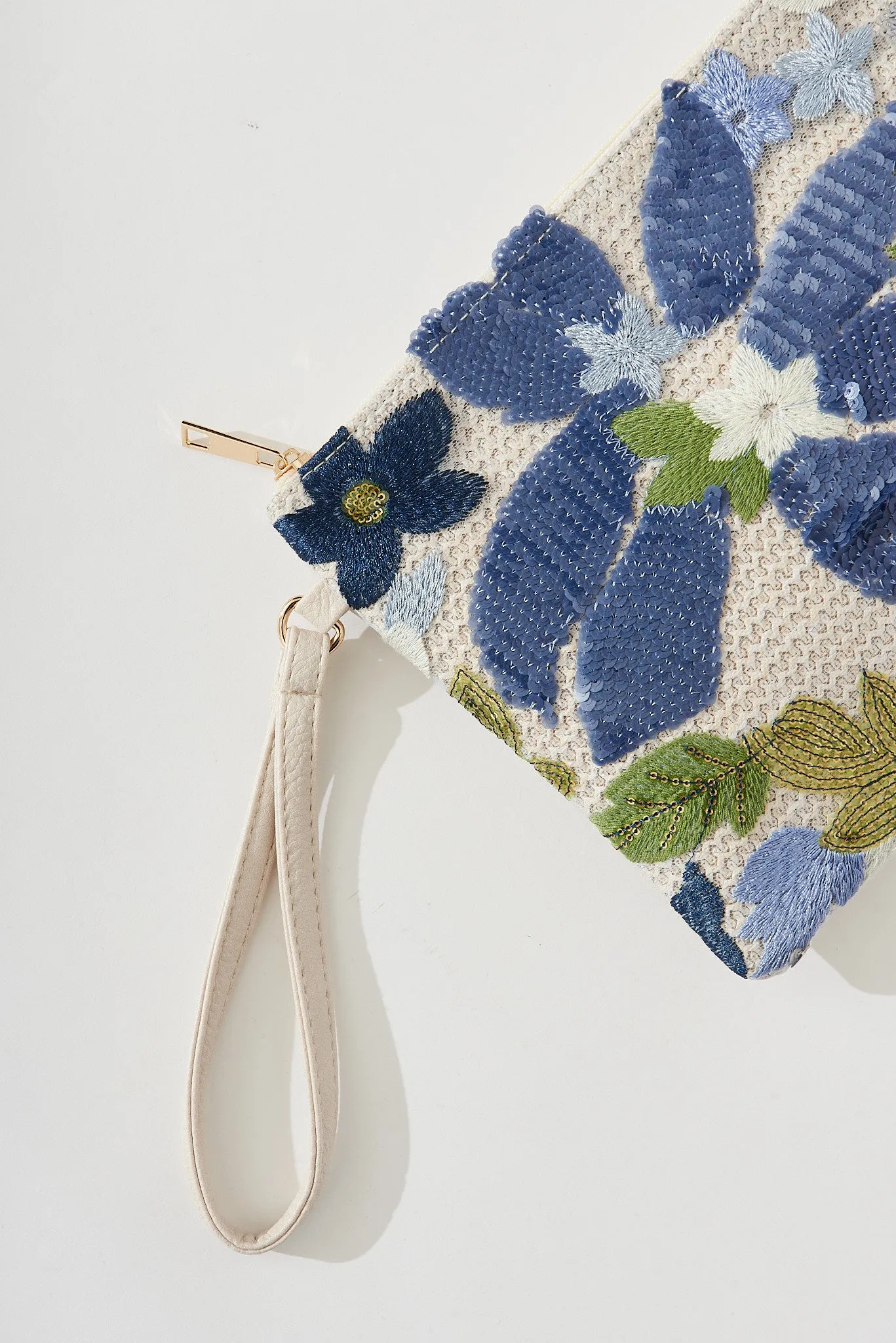 Hughes Clutch In White With Blue Sequin sold by St Frock product image thumbnail 3