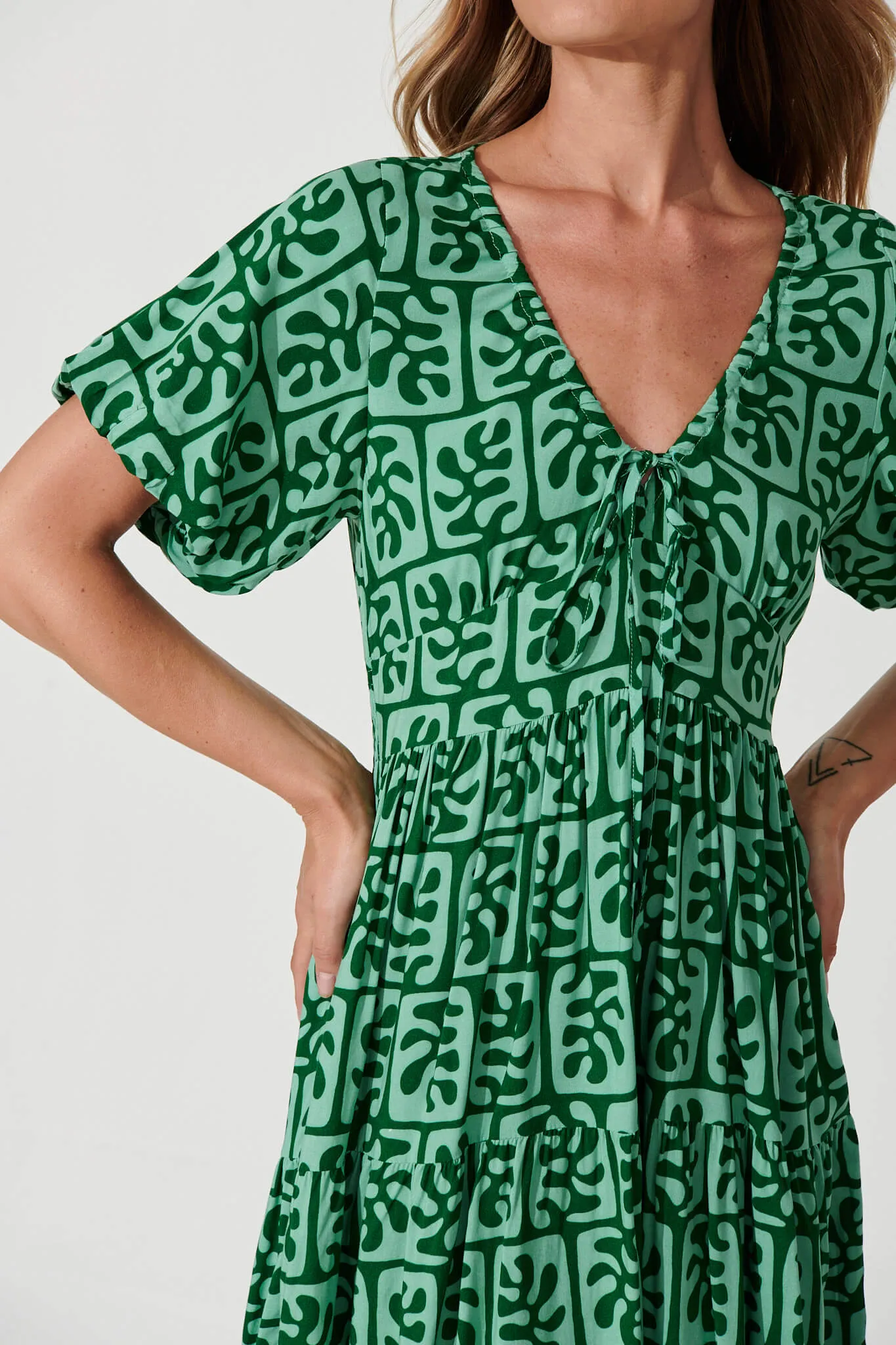 Julieta Dress In Green Print sold by St Frock product image thumbnail 5