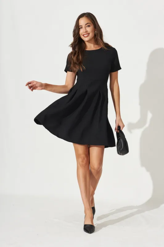 Elizabeth Dress In Textured Black sold by St Frock