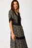 Mona Maxi Dress In Black With Cream Ditsy Floral sold by St Frock
