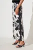 Jenson Pant In Black And White Leaf Print Satin sold by St Frock