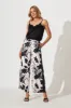 Jenson Pant In Black And White Leaf Print Satin sold by St Frock