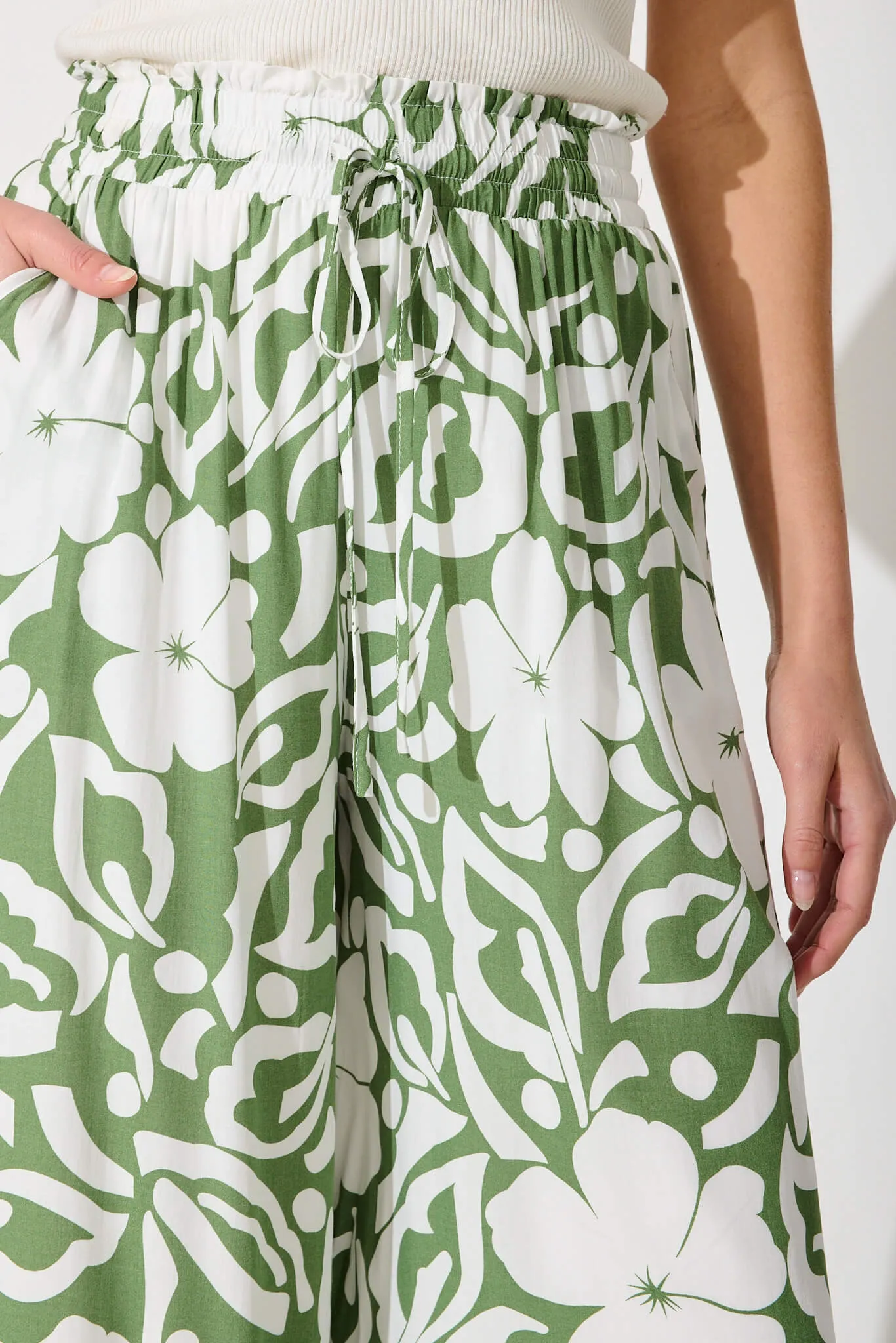 Polly Pant In Green And White Print sold by St Frock product image thumbnail 5