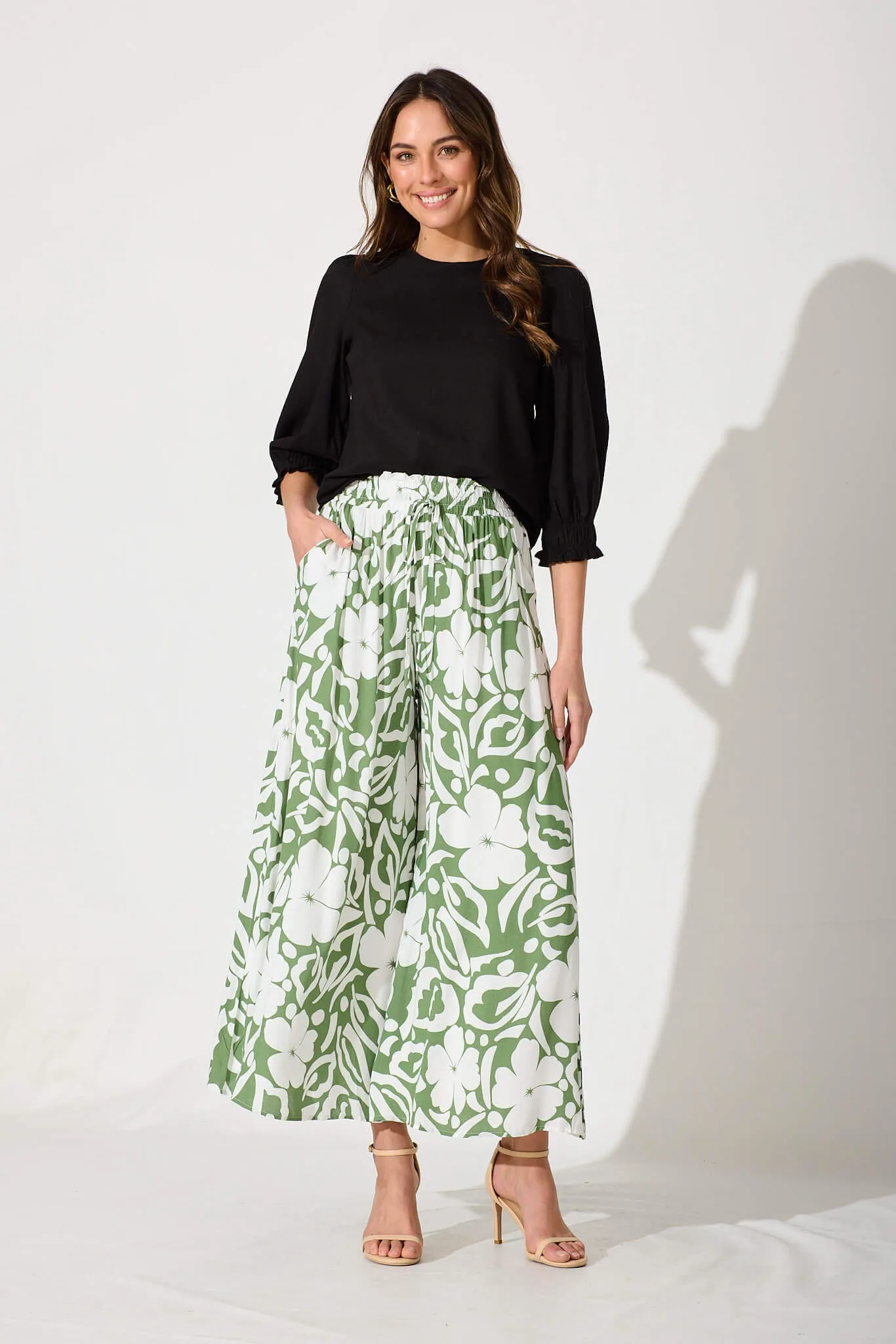 Polly Pant In Green And White Print sold by St Frock product image thumbnail 4