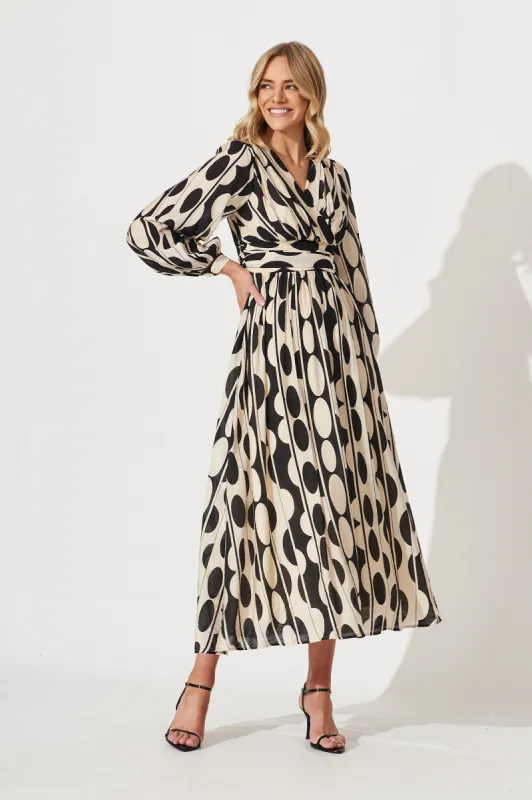 Wylie Maxi Dress In Black With Cream Print sold by St Frock