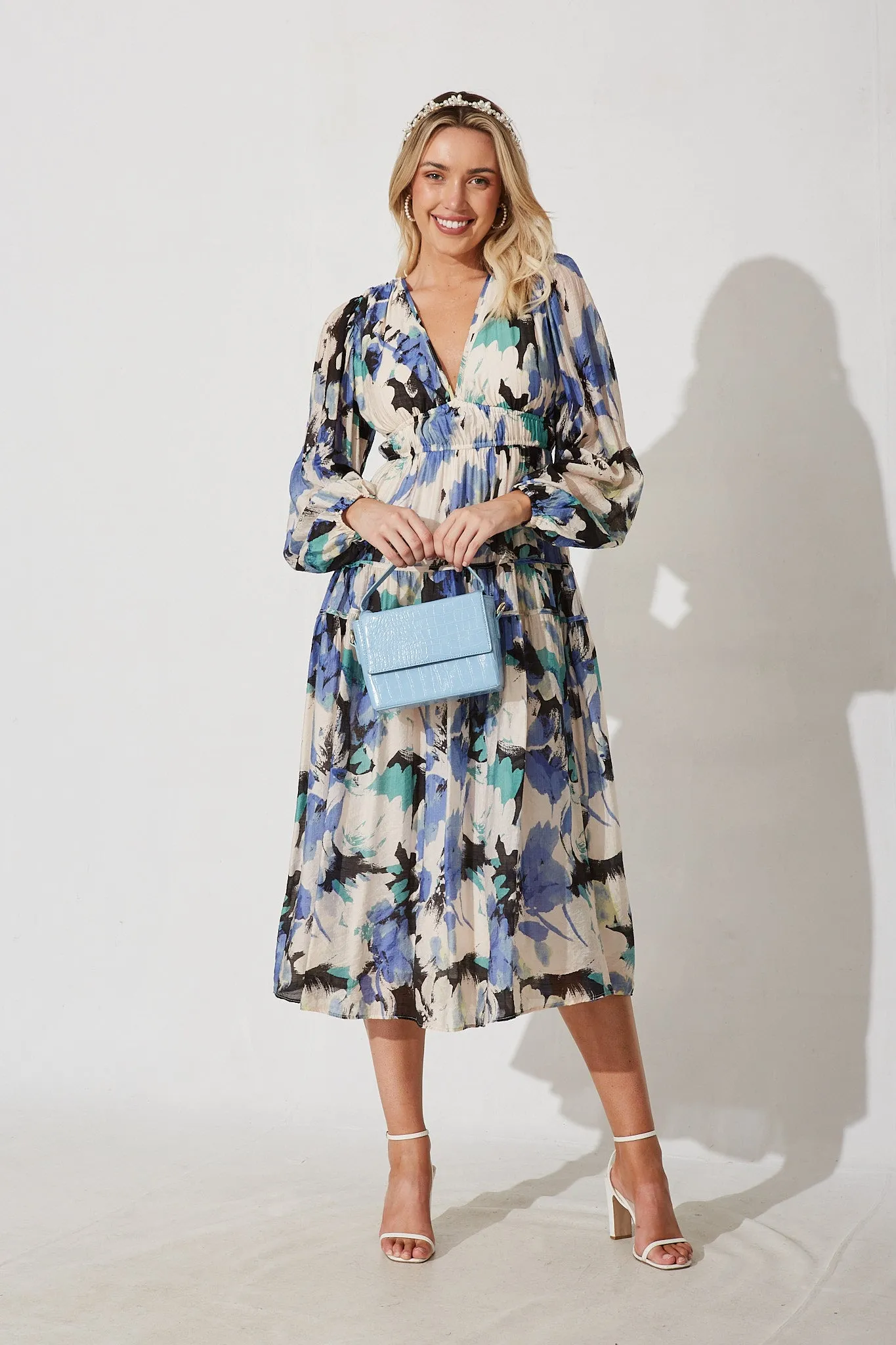 Beeblossom Midi Dress In Blue With Multi Floral sold by St Frock product image thumbnail 2