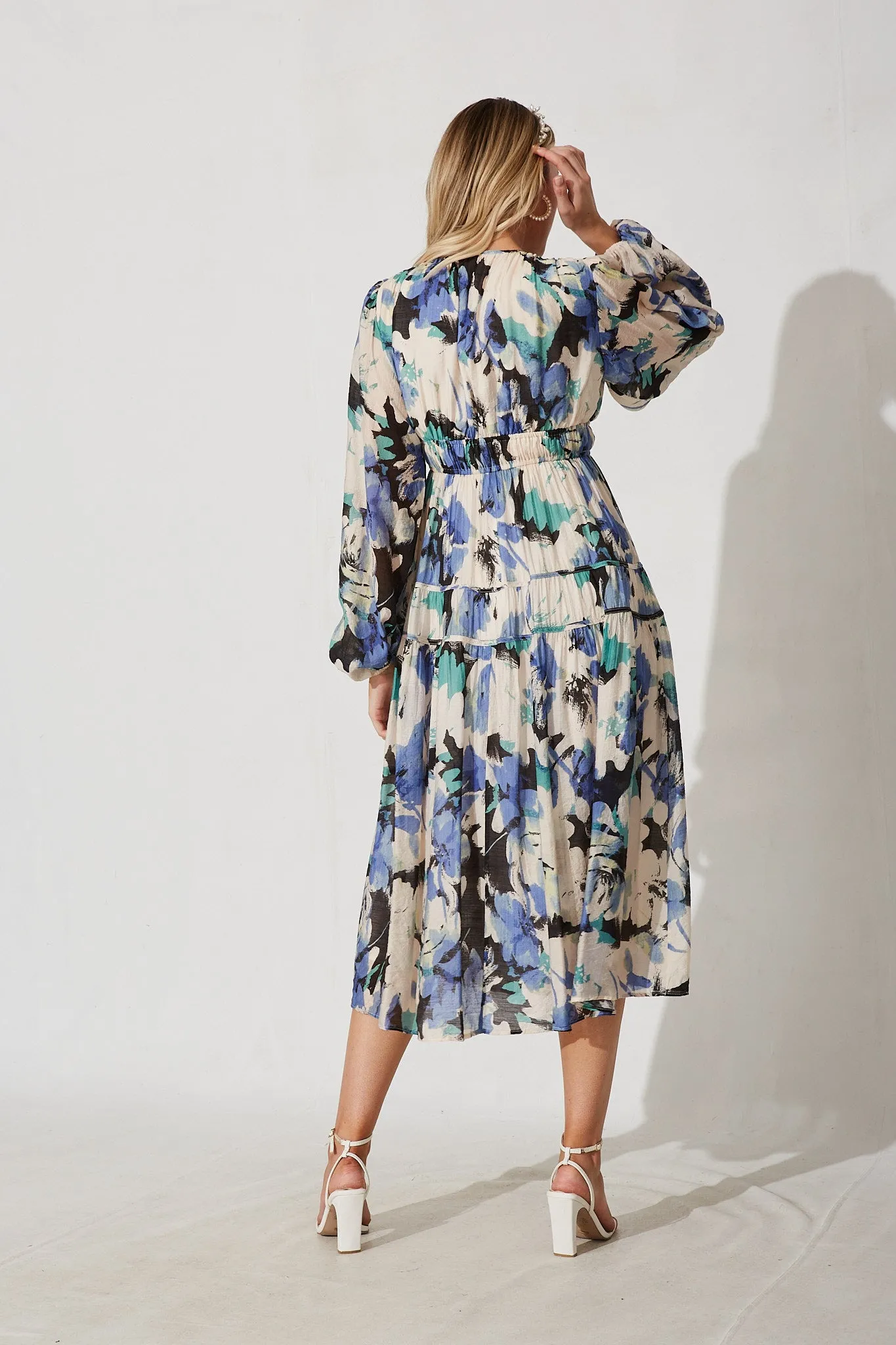 Beeblossom Midi Dress In Blue With Multi Floral sold by St Frock product image thumbnail 5