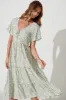 Julia Midi Dress In Green With White Polka Dot sold by St Frock