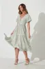 Julia Midi Dress In Green With White Polka Dot sold by St Frock