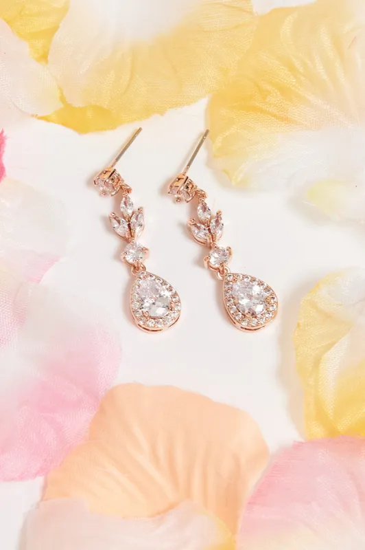 Ellen Drop Earrings In Rose Gold sold by St Frock