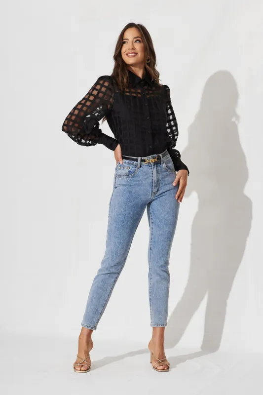 Giulana Shirt In Black Organza sold by St Frock