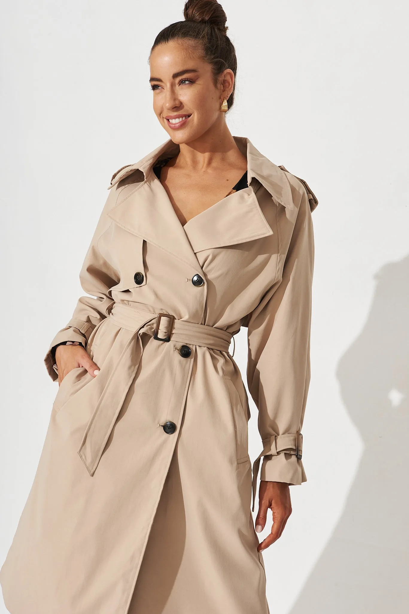 Trainor Trench Coat In Beige sold by St Frock product image thumbnail 3