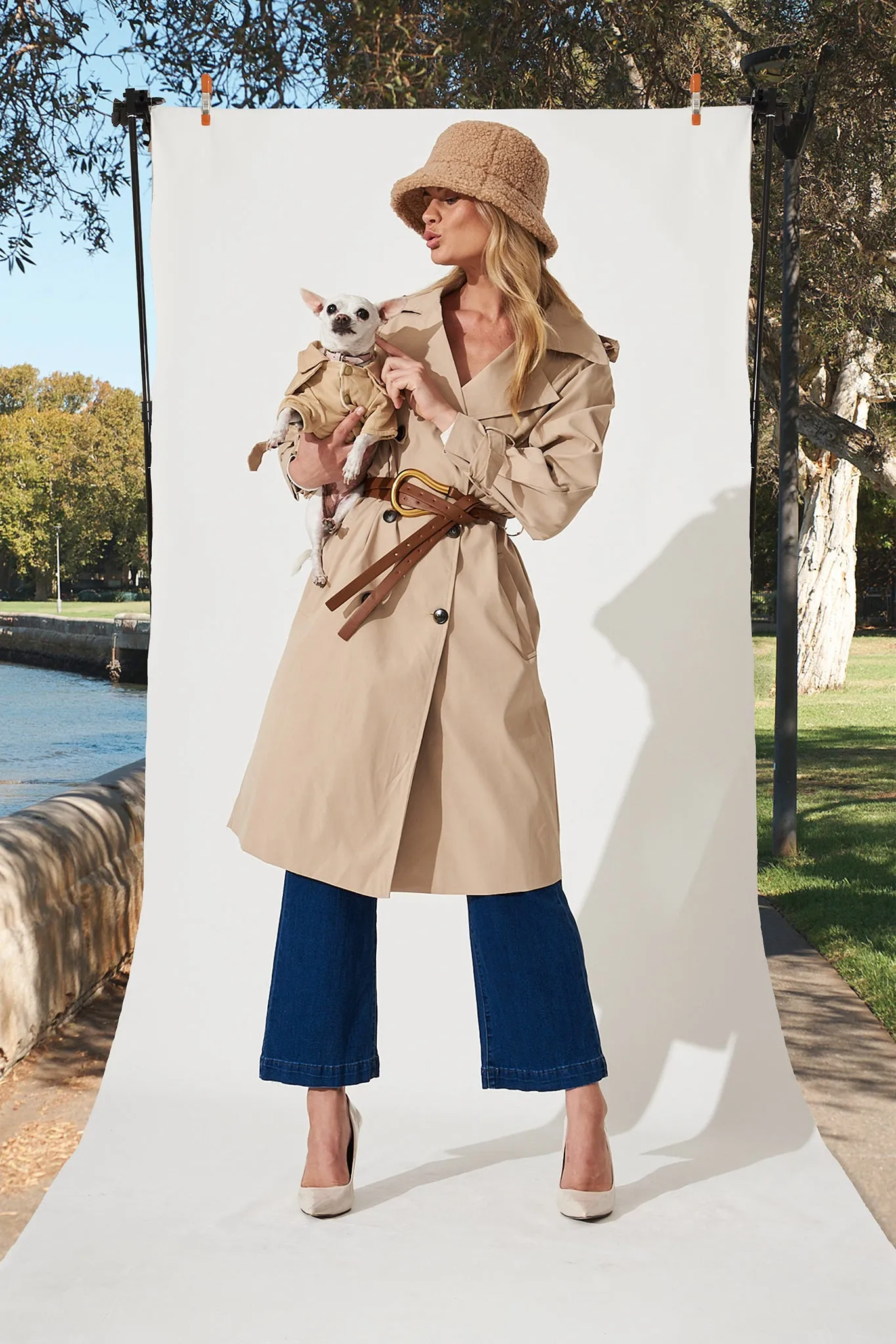 Trainor Trench Coat In Beige sold by St Frock