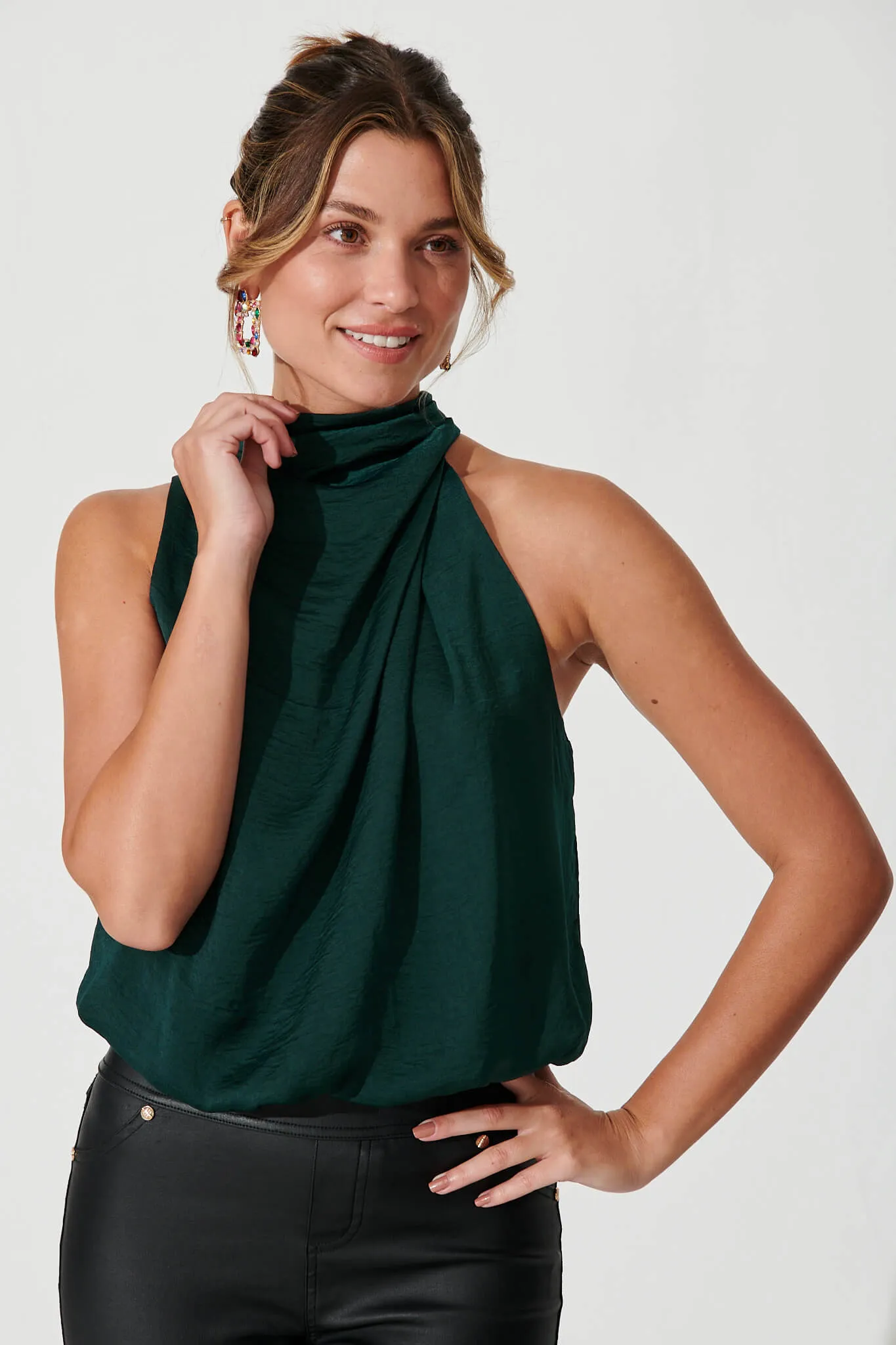 Roxanne Top In Emerald Satin sold by St Frock product image thumbnail 2