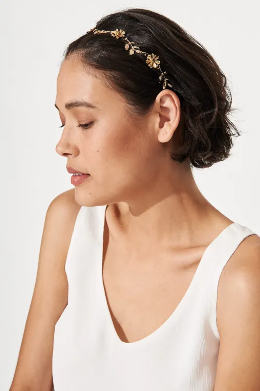 Daisy Headband In Gold sold by St Frock