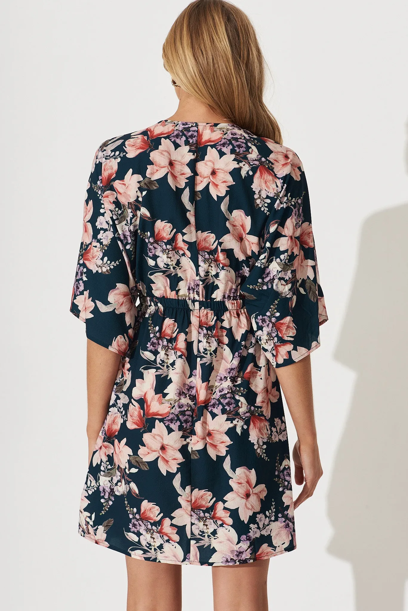 Ava Dress In Teal With Pink Floral sold by St Frock product image thumbnail 5