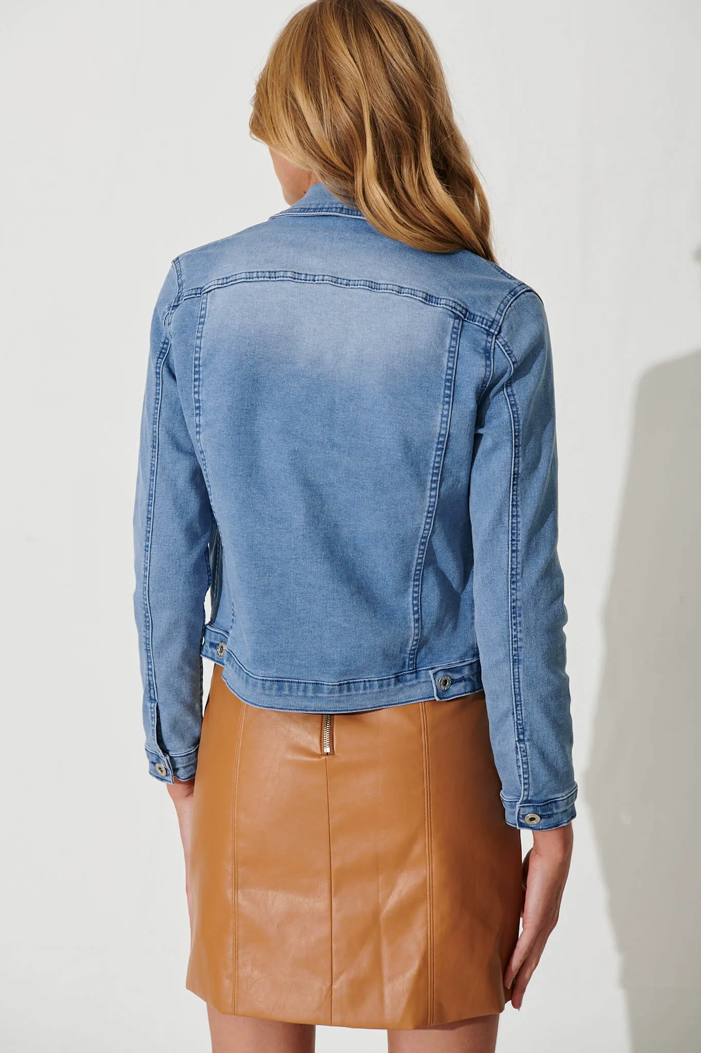 Gossip Denim Jacket In Light Blue Wash sold by St Frock product image thumbnail 3