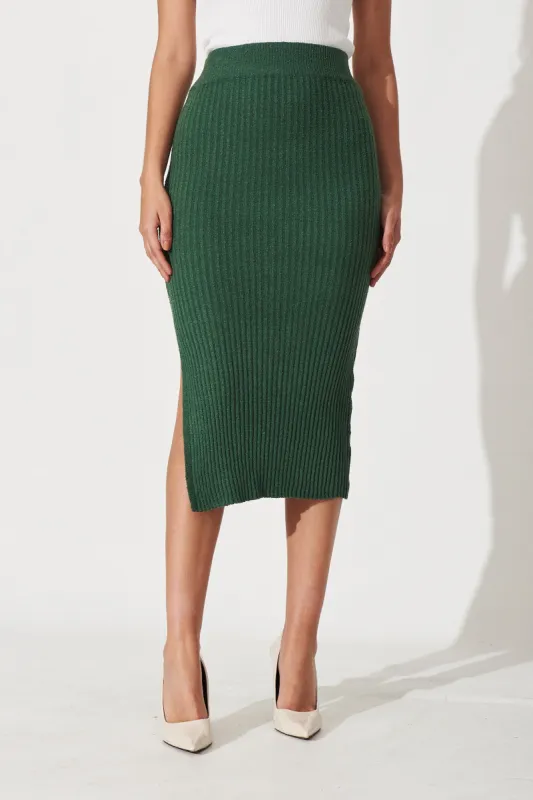 Jennifer Midi Knit Skirt In Green sold by St Frock