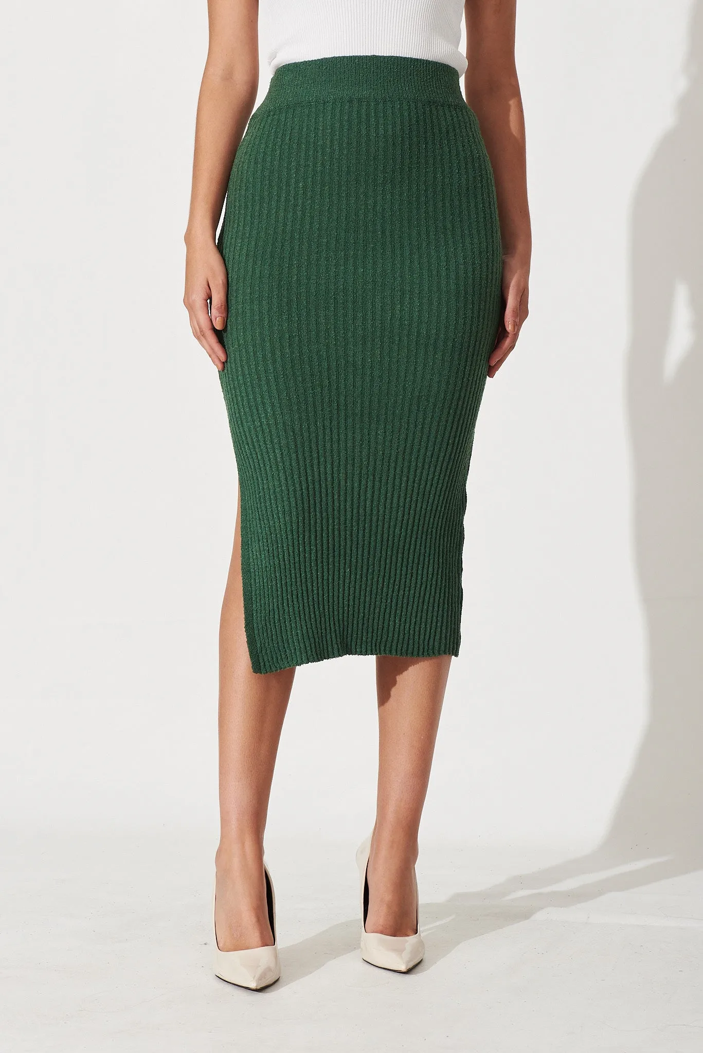 Jennifer Midi Knit Skirt In Green sold by St Frock