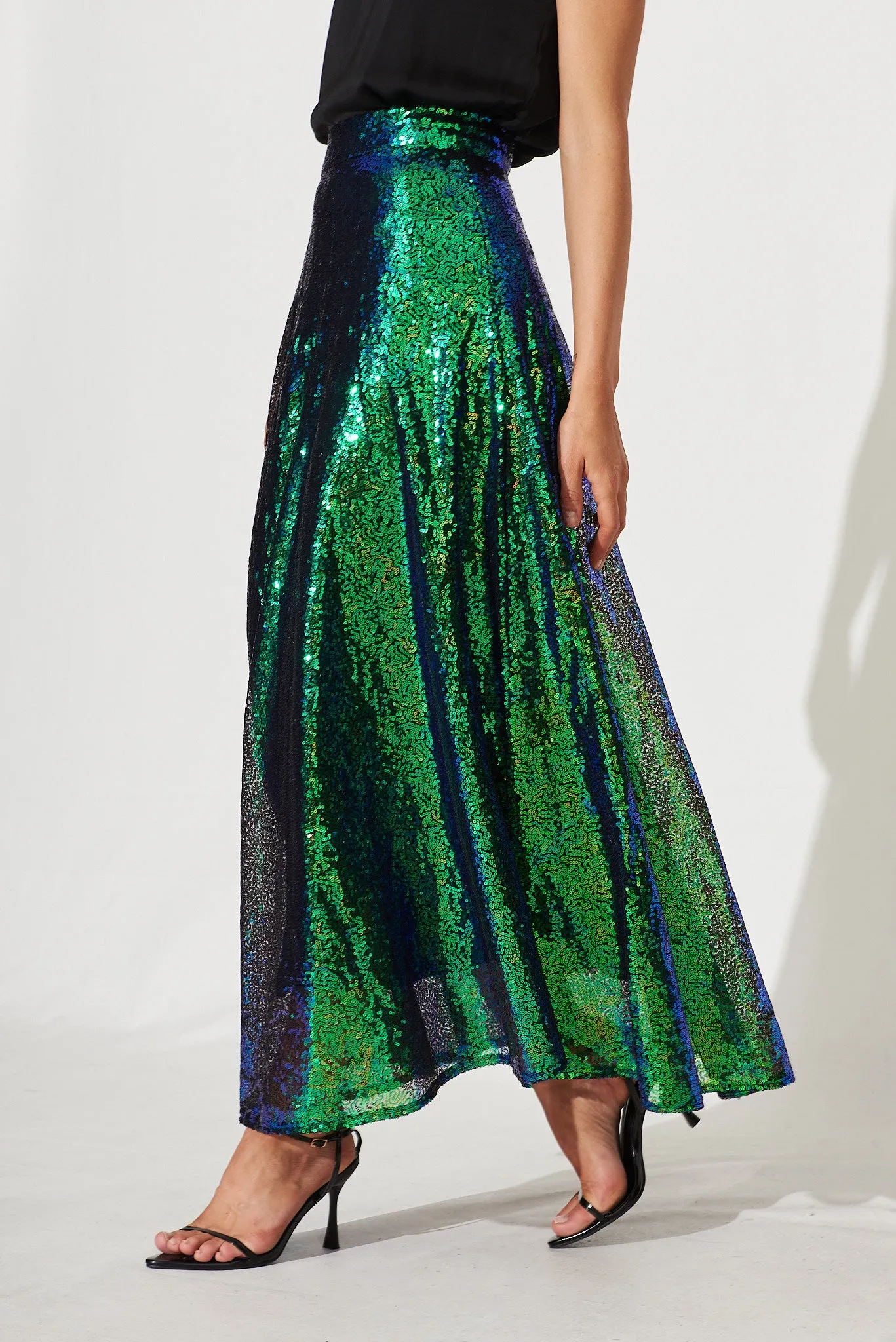 Exquisite Maxi Skirt In Green Sequin sold by St Frock product image thumbnail 3