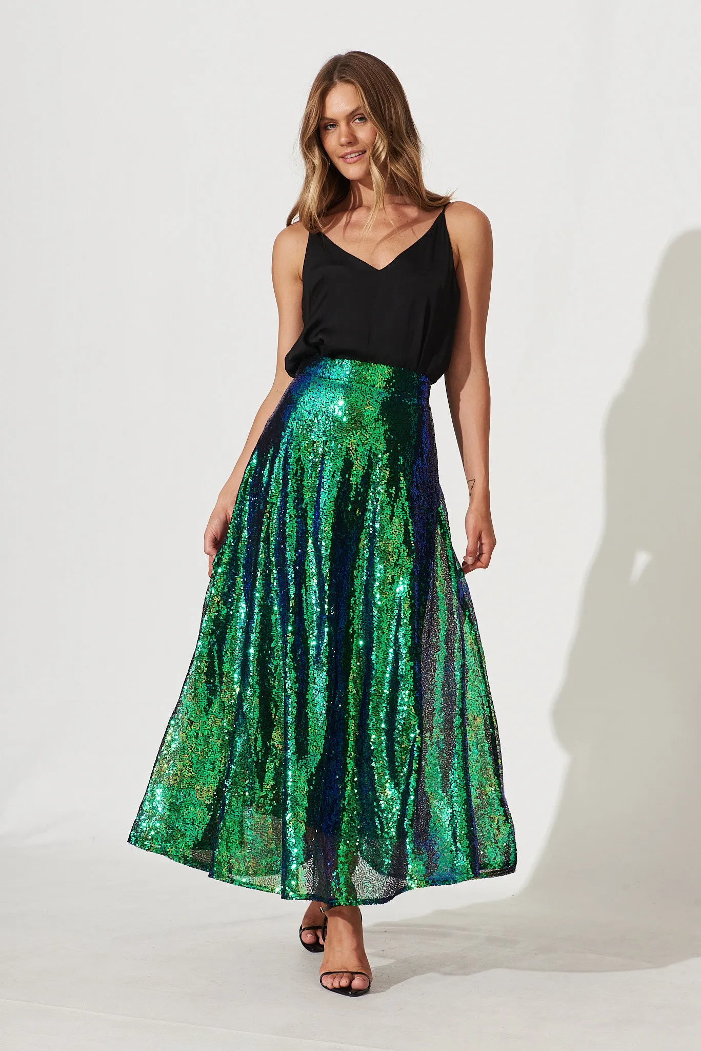 Exquisite Maxi Skirt In Green Sequin sold by St Frock product image thumbnail 5