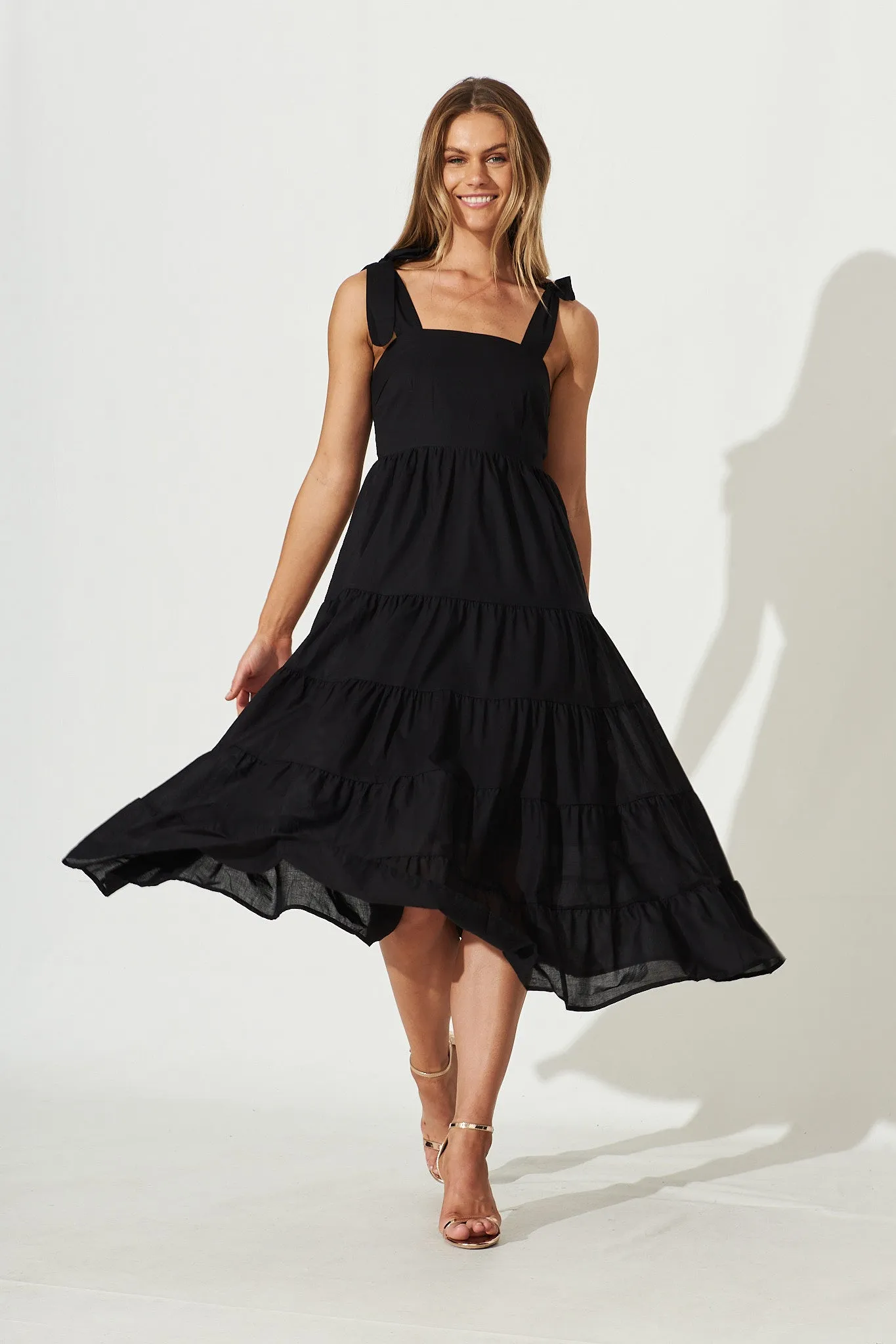 Cleopatra Midi Sundress In Black sold by St Frock
