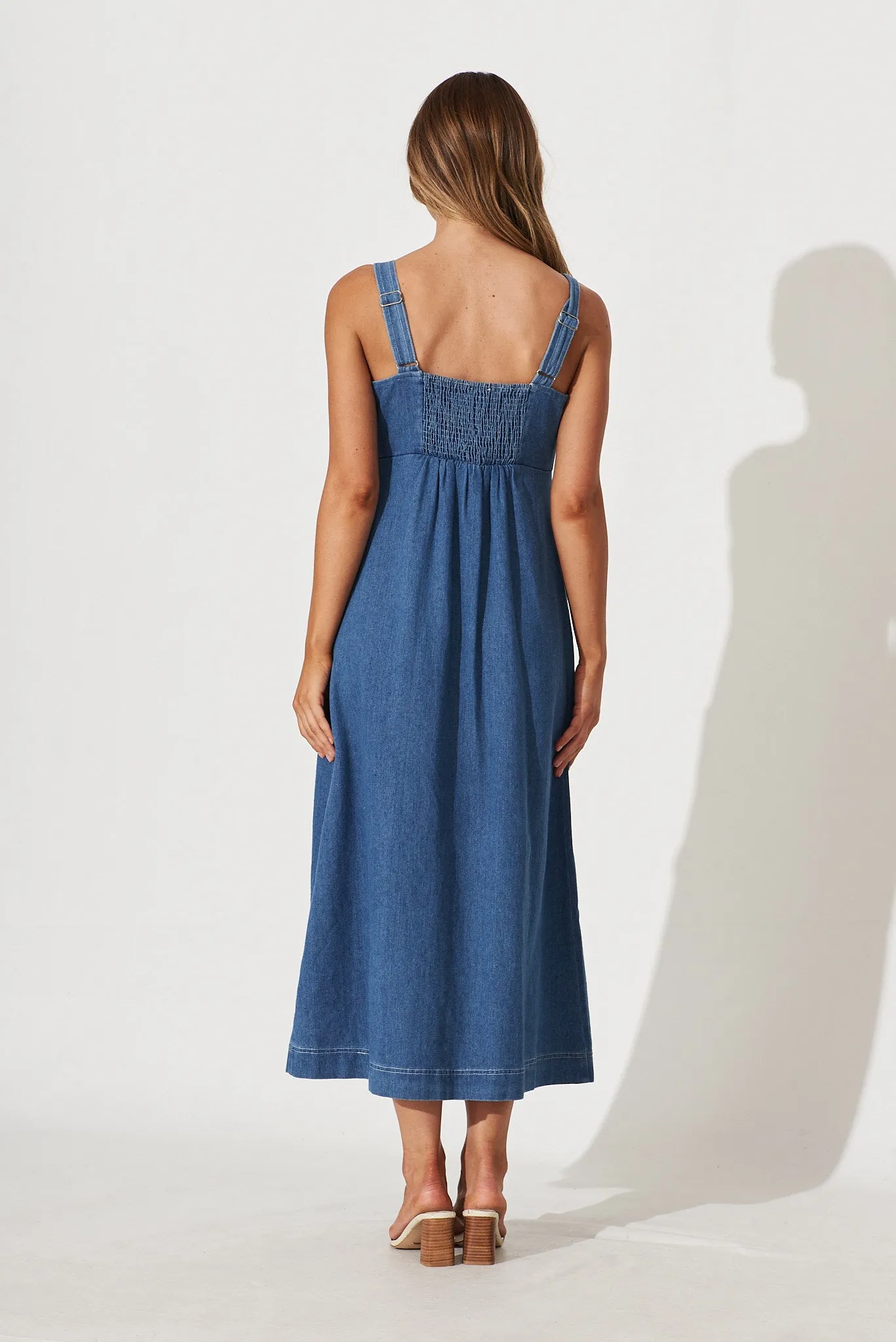 Dream Midi Dress In Wash Blue Denim sold by St Frock product image thumbnail 4